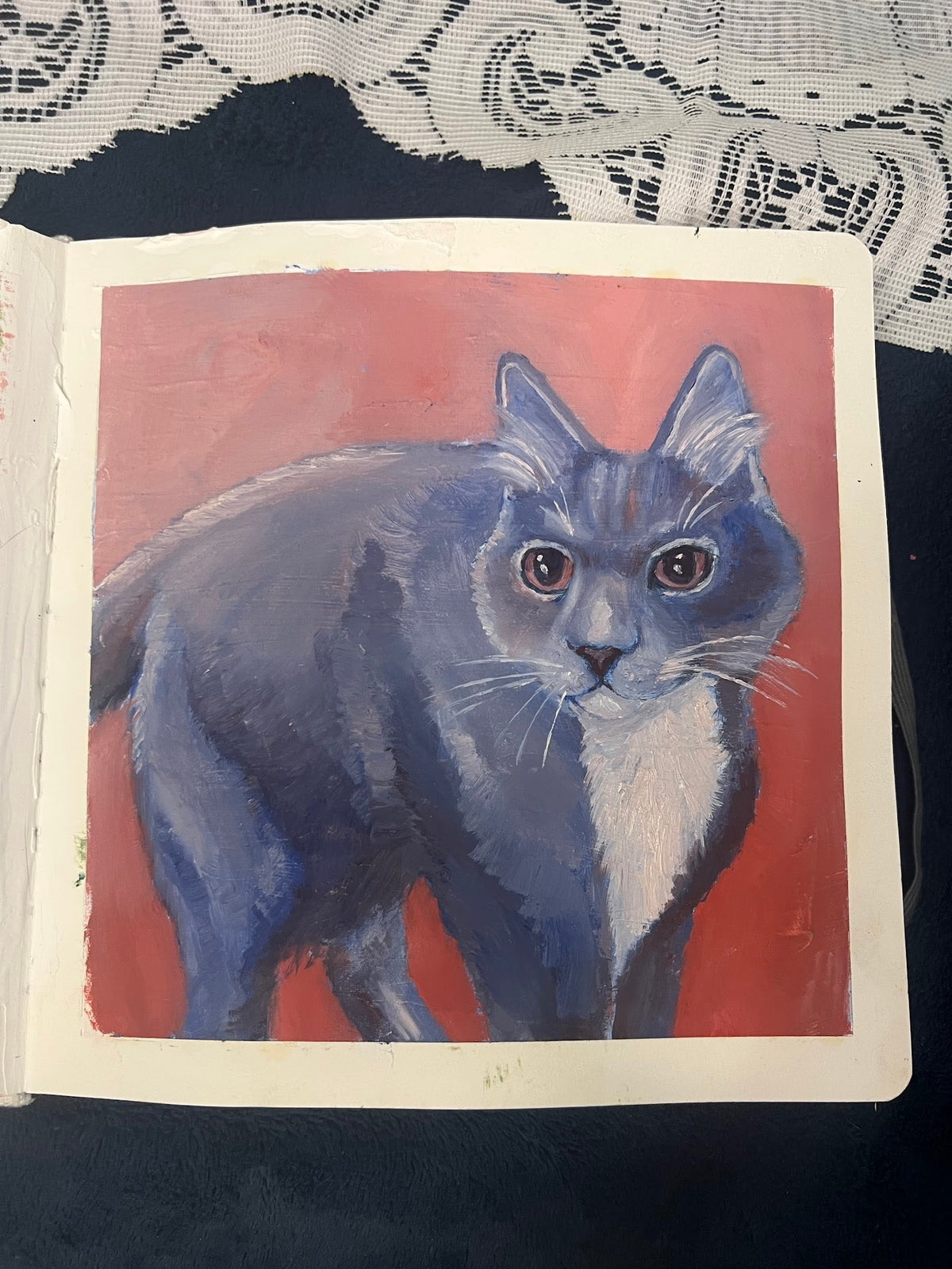 Blue Cat Custom Pet Portrait Example