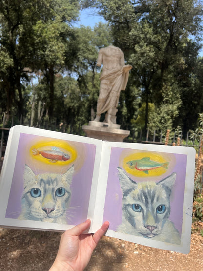 Two Siamese Cats Custom Pet Portrait Example